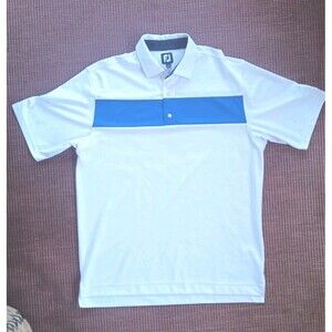 FJ FootJoy XL Men’s Golf Polo White Blue Stripe Big & Tall